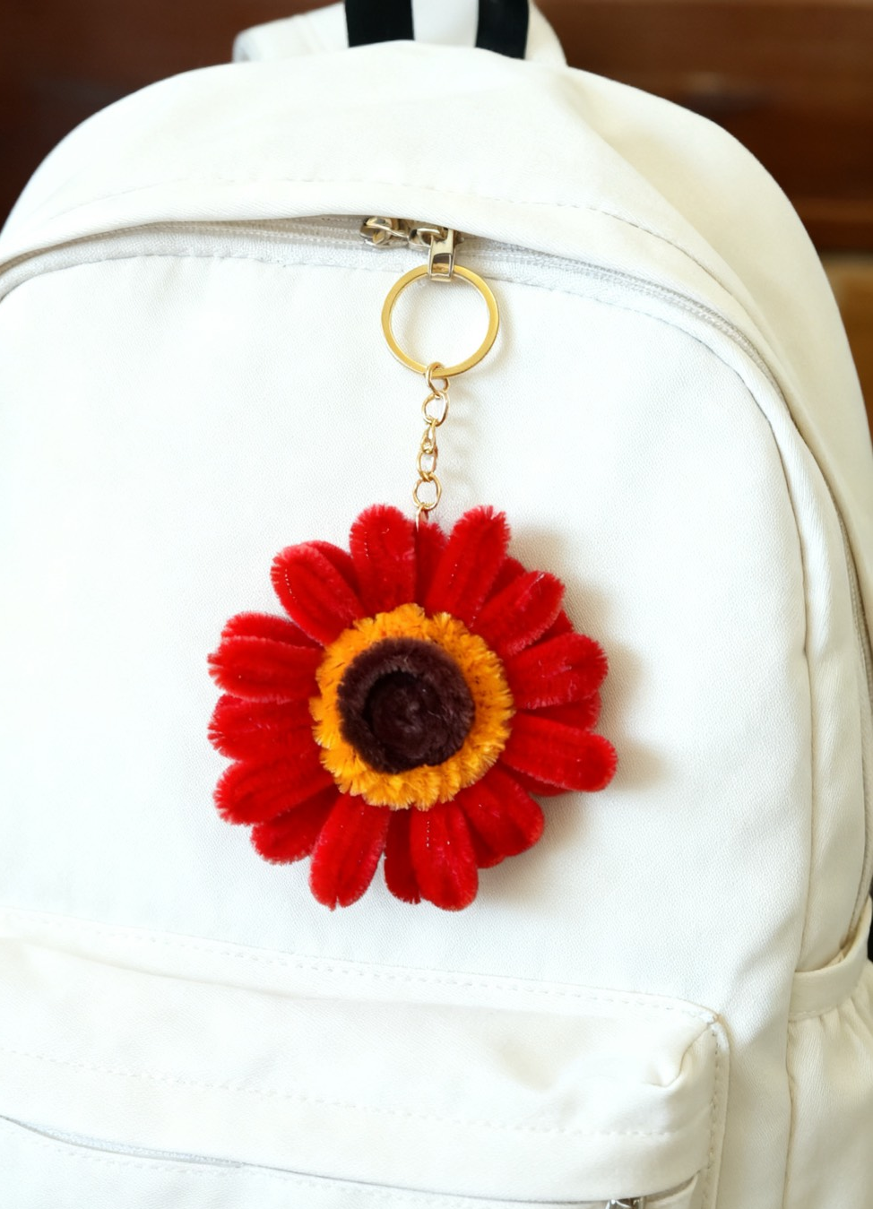 Handmade Pipe Cleaner Flower Keychain