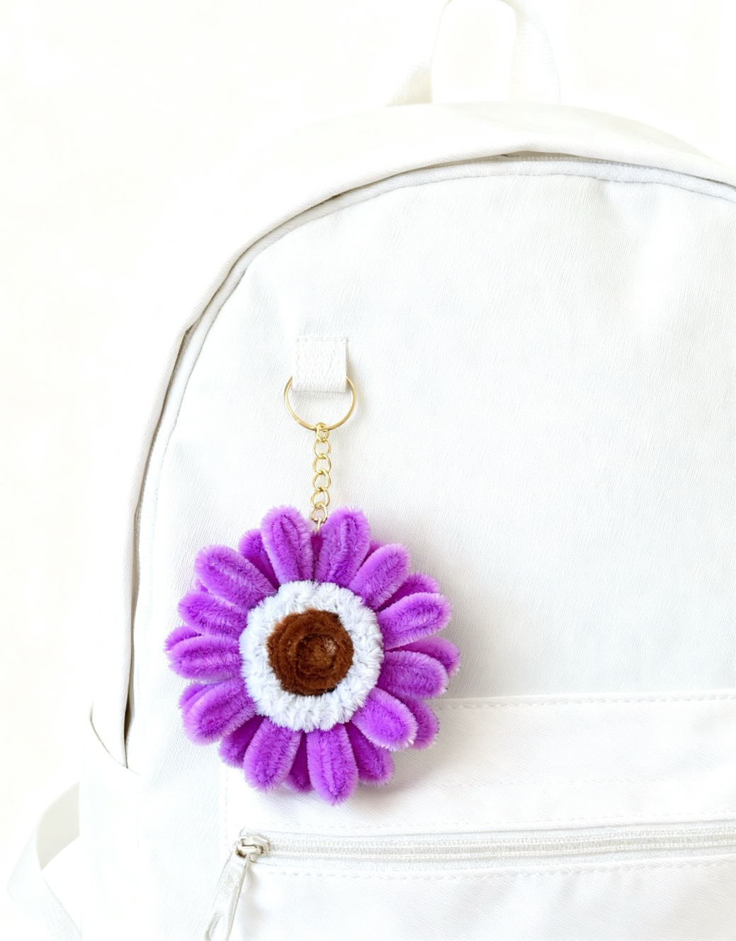 Handmade Pipe Cleaner Flower Keychain