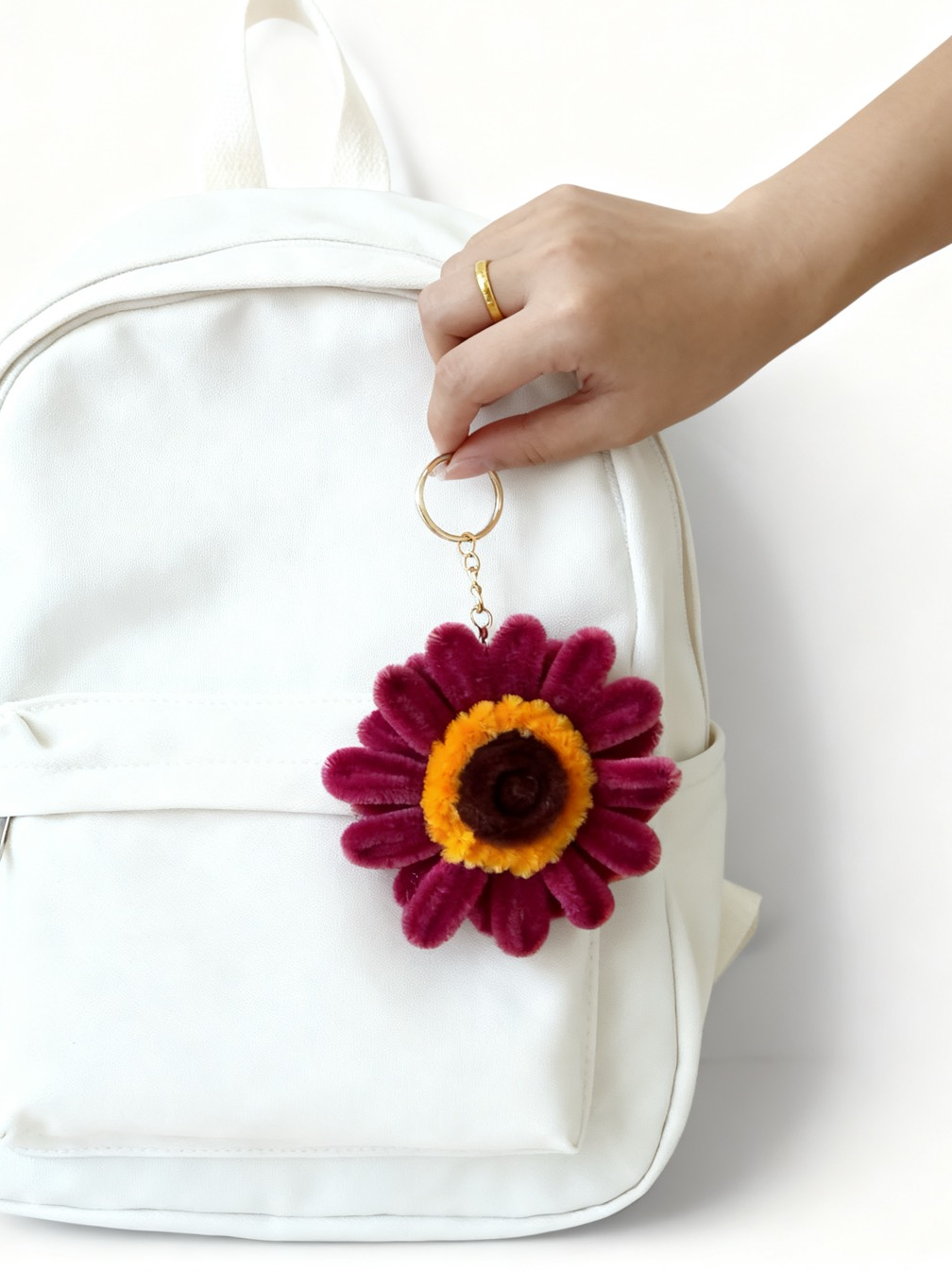Handmade Pipe Cleaner Flower Keychain